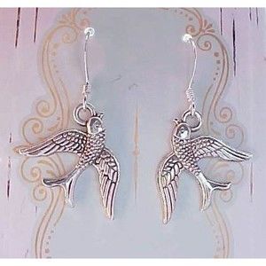 3 / $10 Retro Ink Tattoo Art Sailor Jerry Pinup Girl Swallow Earrings Blue Bird